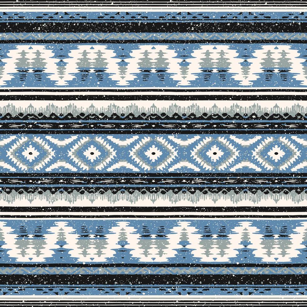 arte abstracto étnico ikat. patrón impecable en estilo tribal, bordado folclórico y mexicano. estampado de adornos de arte geométrico azteca.diseño para alfombras, papel pintado, ropa, envoltura, tela, cubierta, textil vector