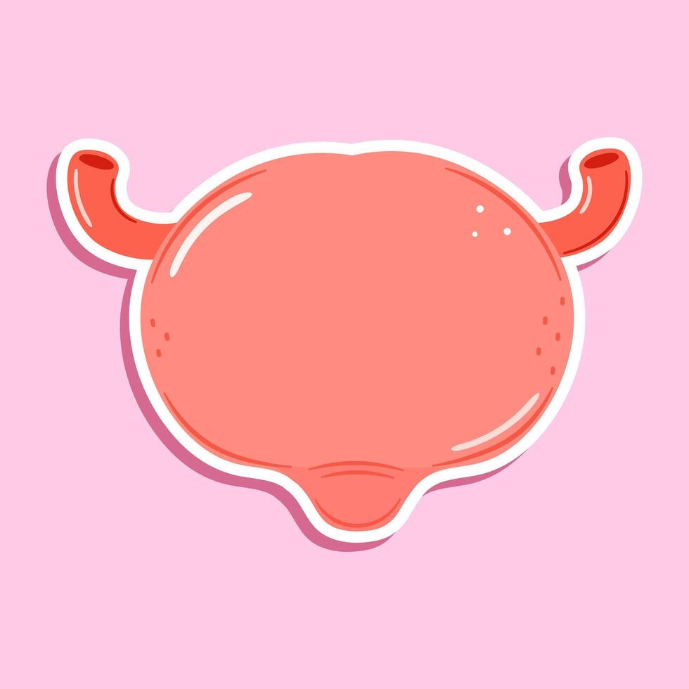 Sticker Bladder character. hand drawn cartoon kawaii character illustration icon. Isolated on pink background. Bladder character concept vector