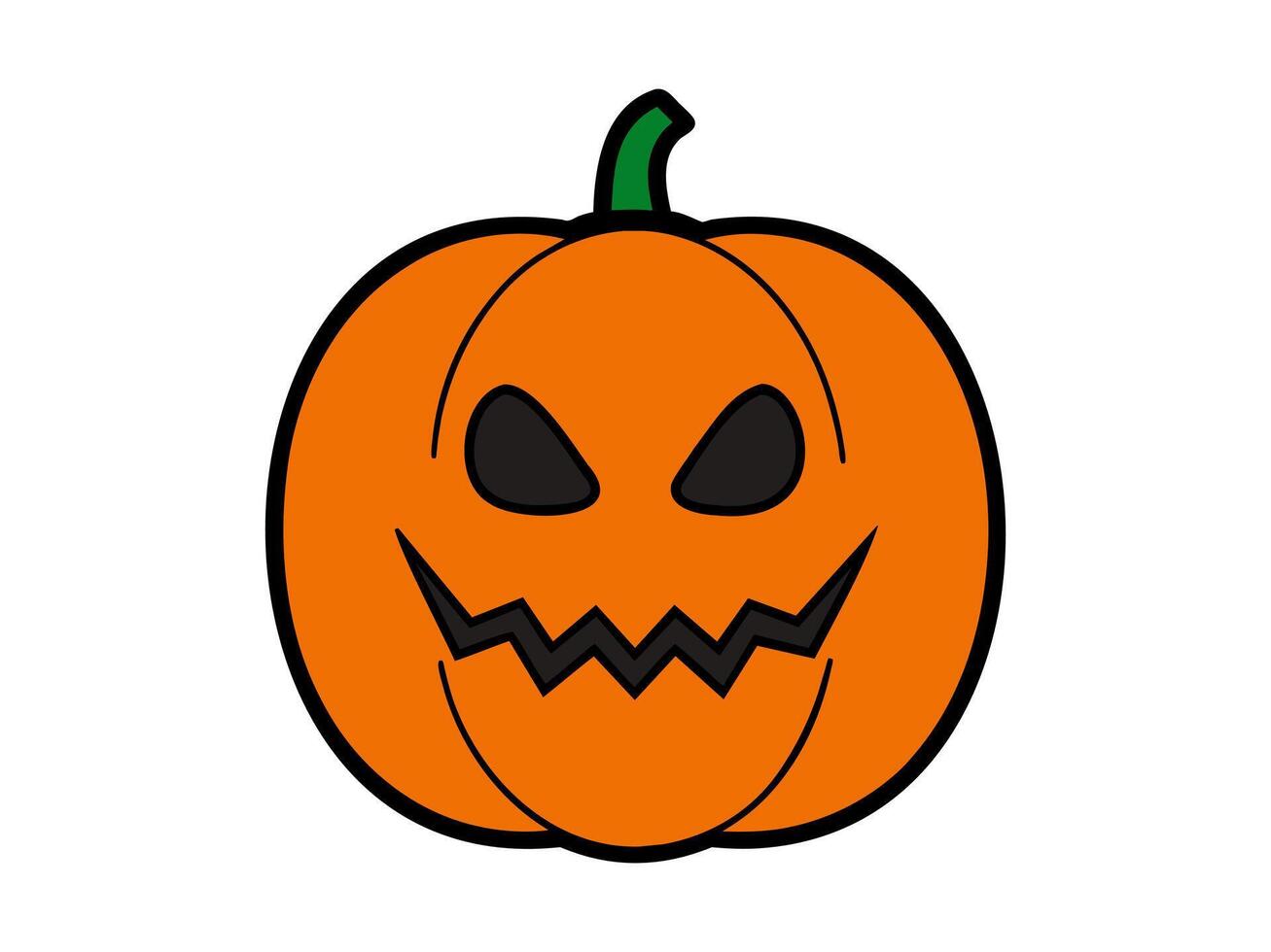 Víspera de Todos los Santos calabaza ilustración. Jack-o-lantern con un amenazador sonrisa. aislado en blanco superficie. concepto de Víspera de Todos los Santos, festivo decoración, otoño celebracion, escalofriante símbolo. icono. vector