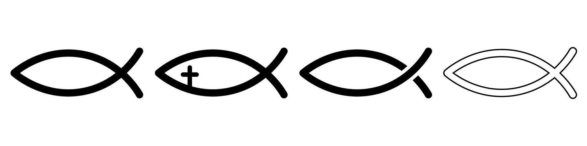 Christian fish icon set basic simple design vector