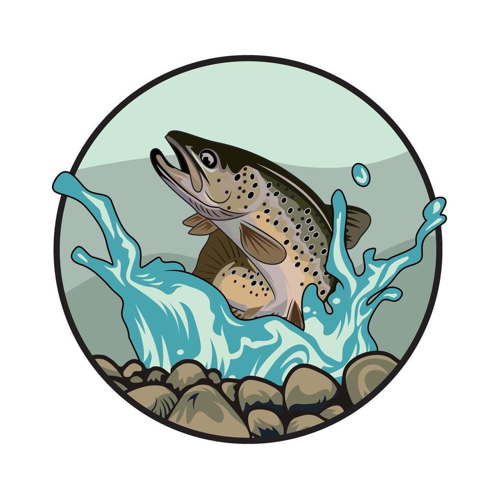 trout fishing illustration logo image t shirt vector