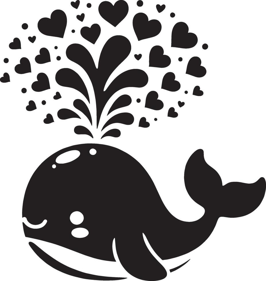 de la naturaleza romance ballena con en forma de corazon agua chapoteo vector