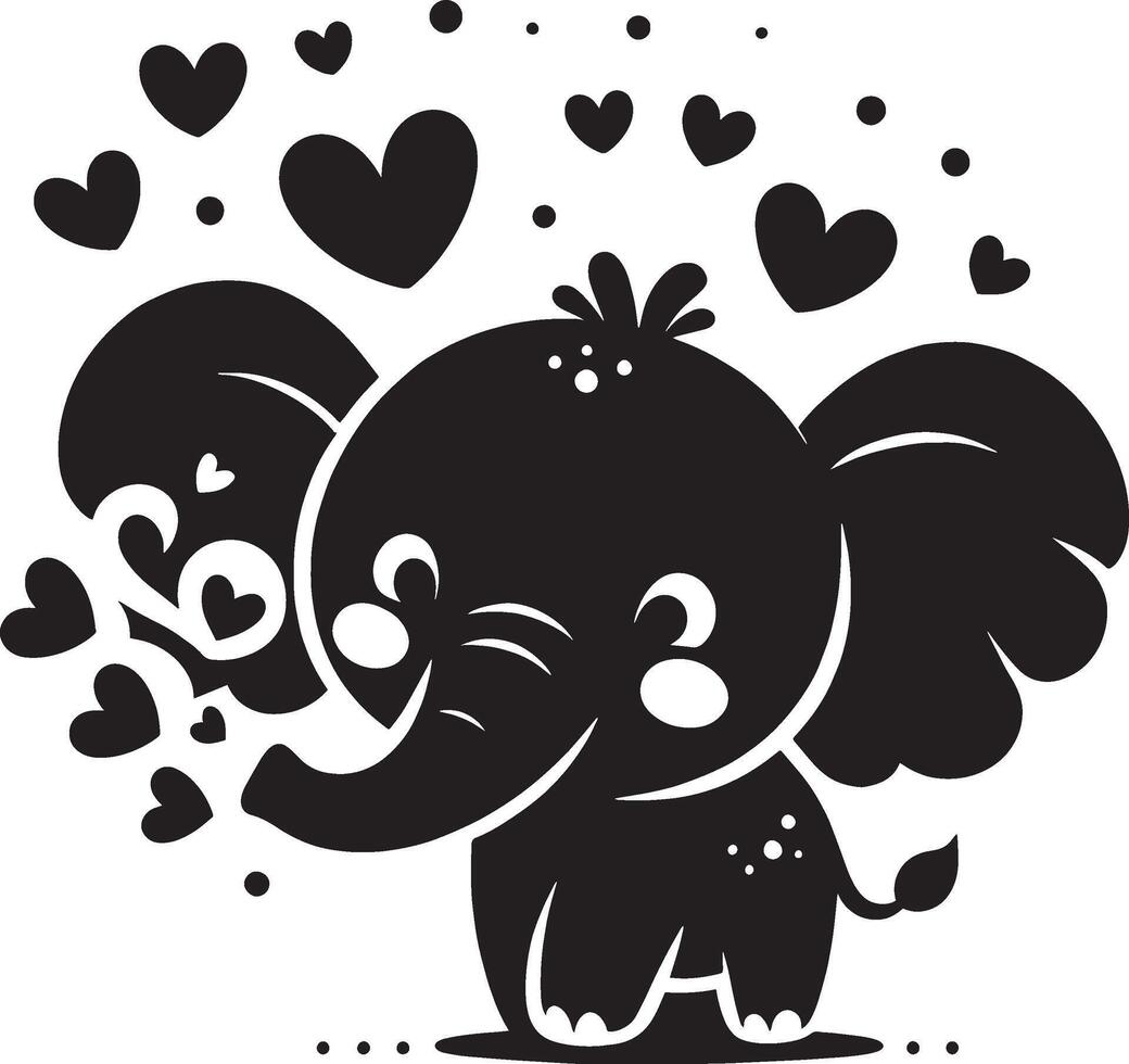 cute baby elephant blowing hearts from trunk t vector