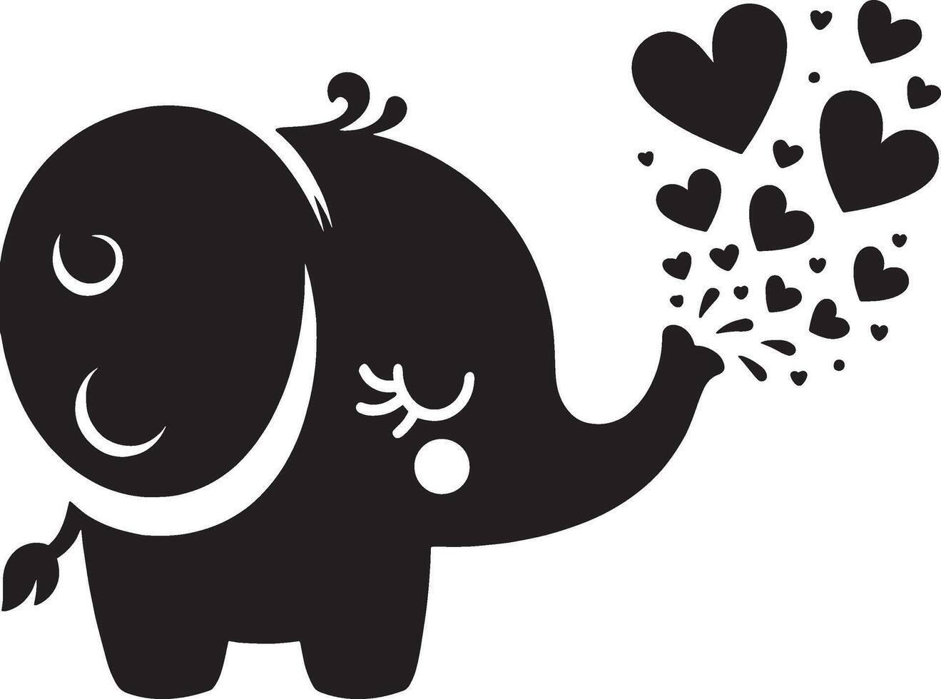 linda bebé elefante soplo corazones desde maletero t vector