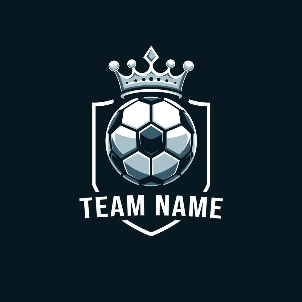 football logo with ball and crown element , elegant soccer logo. Modern Soccer Football Badge logo template design vector