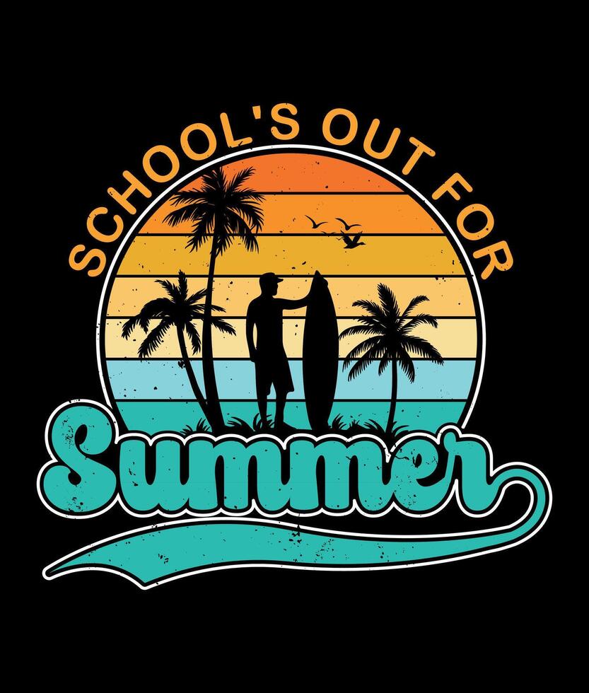 escuelas fuera para verano t camisa diseño vector