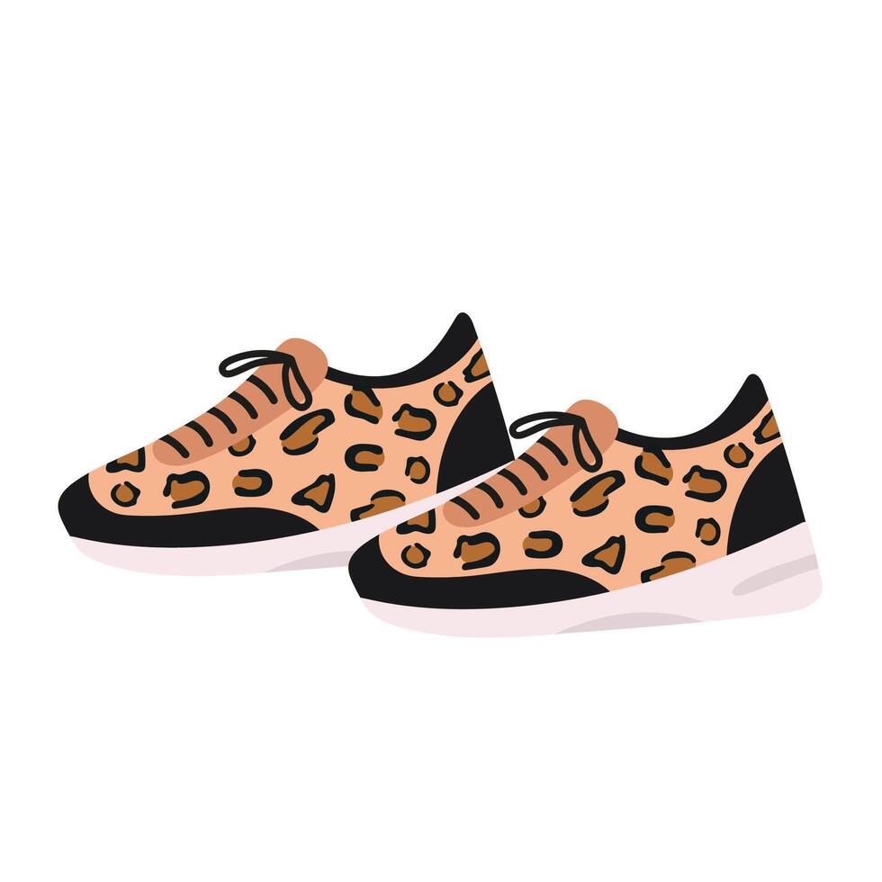 de moda zapatillas con leopardo impresión vector