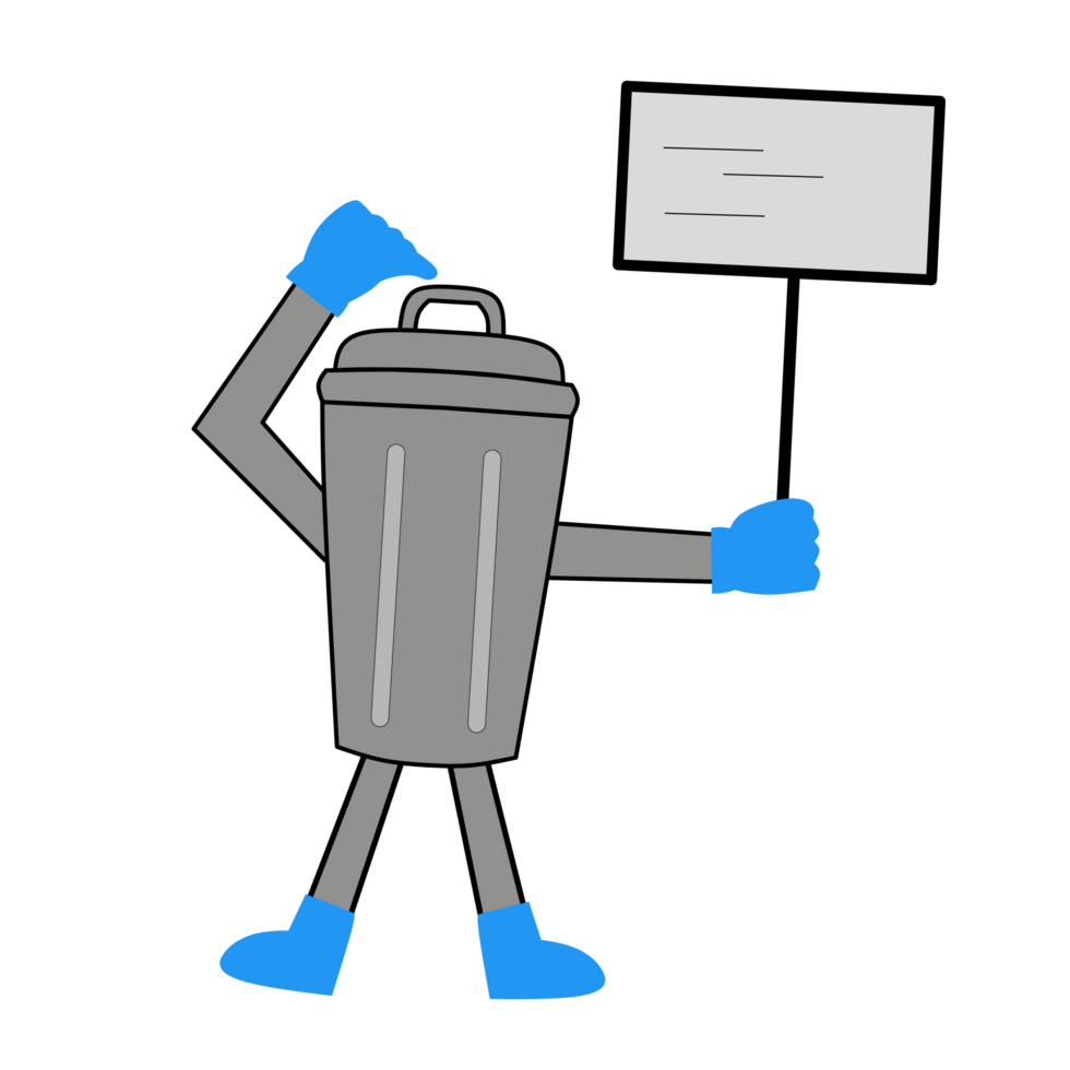 trash can that has hands and feet png