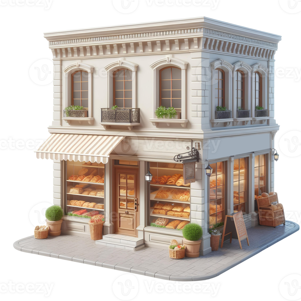 Toy bakery shop isolated on transparent background png