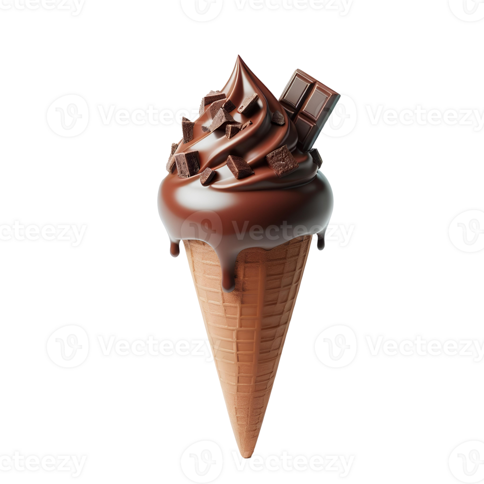 Chocolate ice cream cone Isolated on Transparent Background png