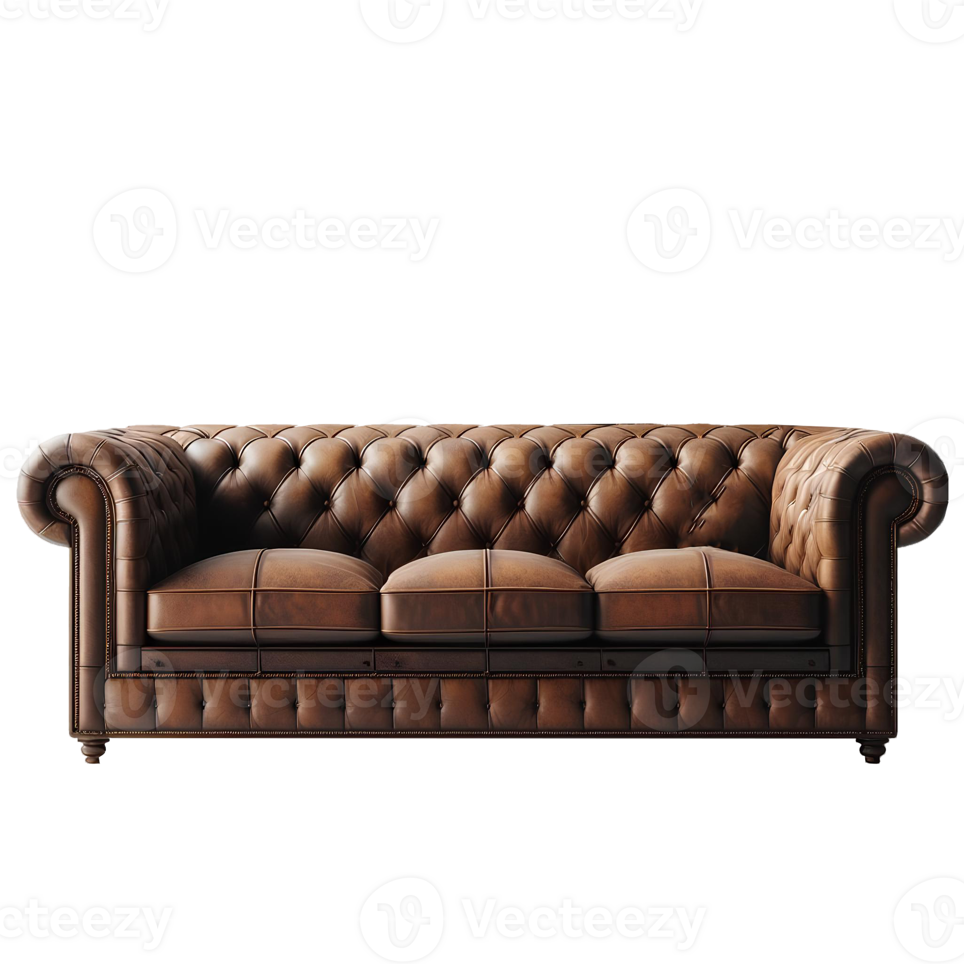 Brown leather couch isolated on transparent background 44313999 PNG