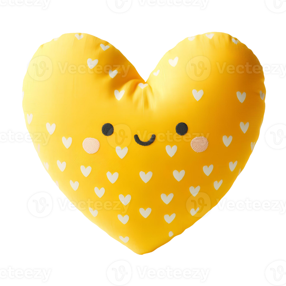 yellow heart pillow isolated on transparent background png