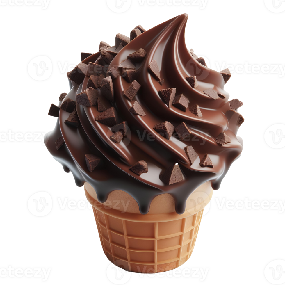 Chocolate ice cream cone Isolated on Transparent Background png