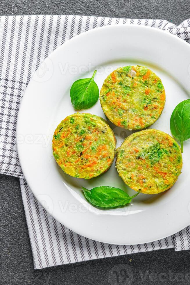 vegetable cutlet carrot, broccoli, potatoes, onion fresh vegetarian vegan food tasty healthy eating meal food snack on the table copy space food background rustic top view photo