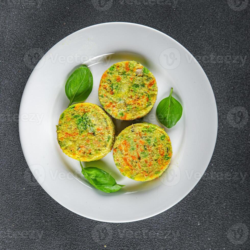 vegetable cutlet carrot, broccoli, potatoes, onion fresh vegetarian vegan food tasty healthy eating meal food snack on the table copy space food background rustic top view photo