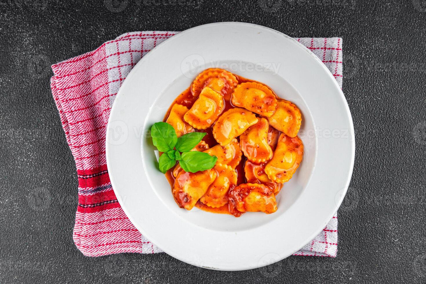 ravioli meat tomato sauce fresh cooking meal food snack on the table copy space food background photo