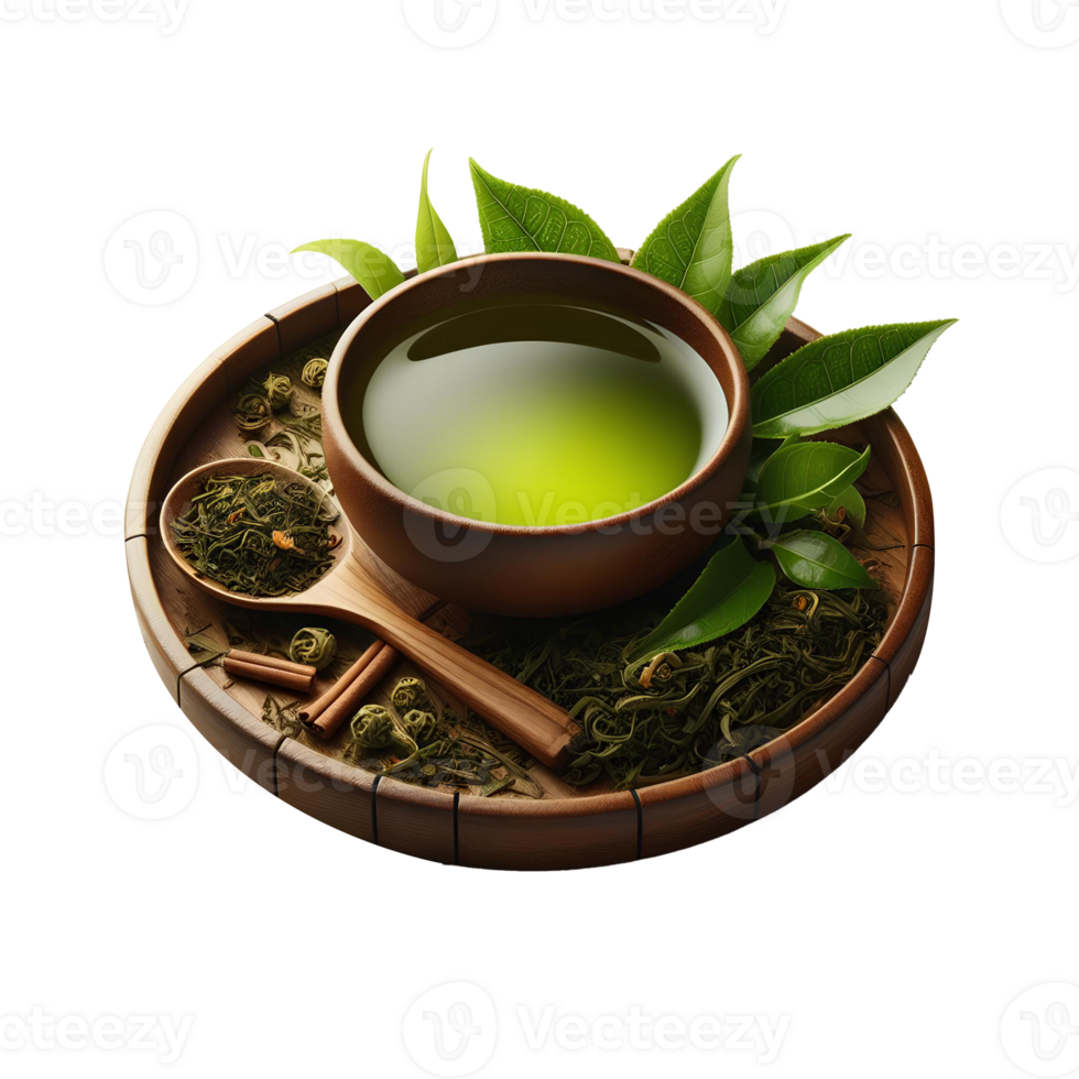 Green tea port isolated on transparent background png