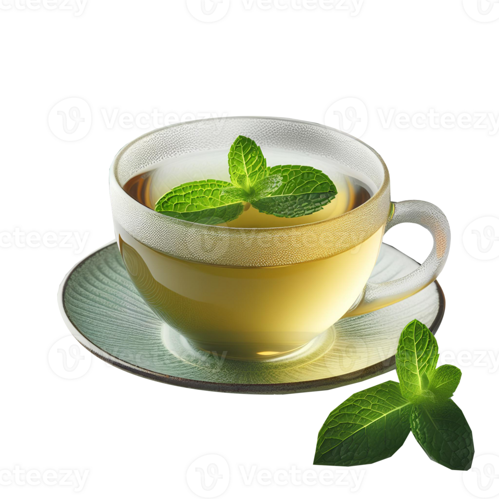 Green teacup isolated on transparent background png
