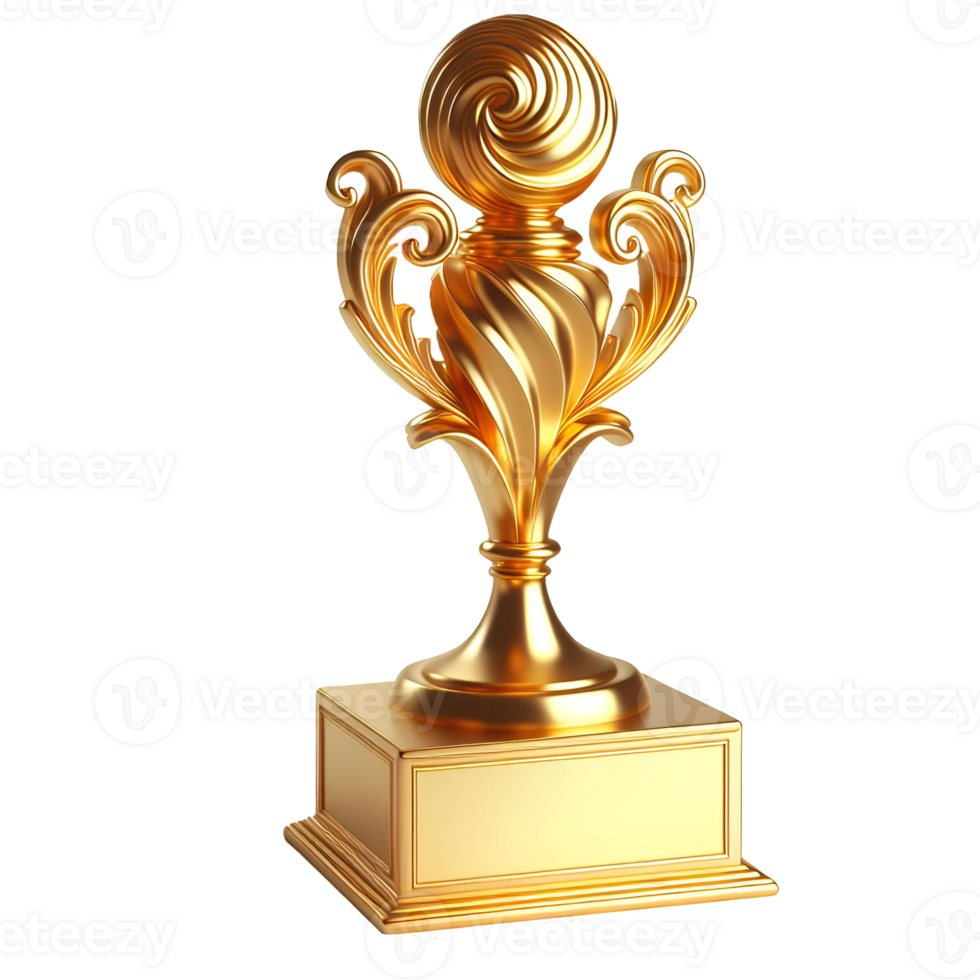 Gold trophy isolated on transparent background png