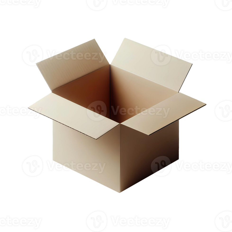 Open empty box isolated on transparent background png