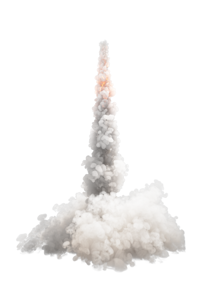 Smoke of rocket launch on transparent background png