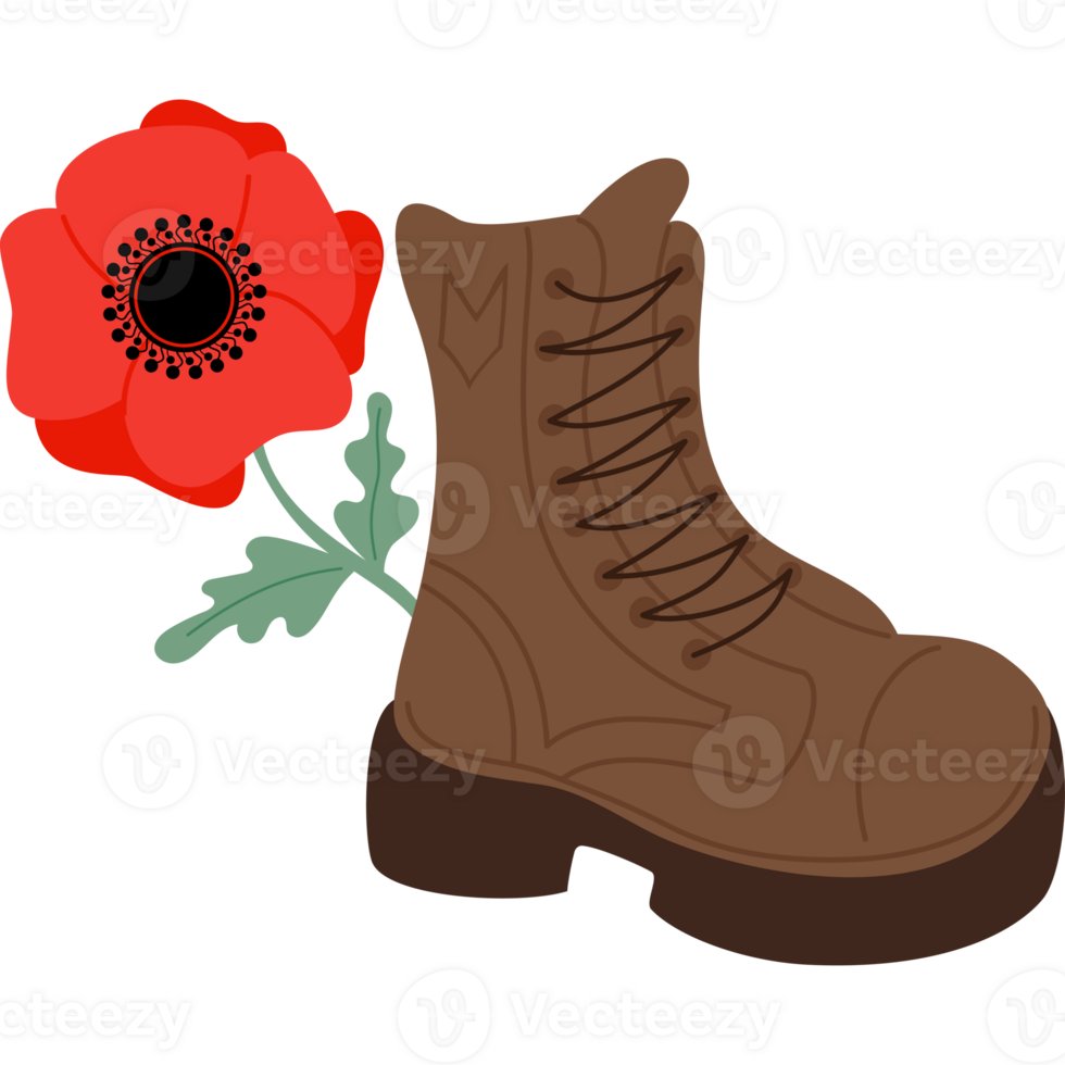 Veteran boot with red poppy png