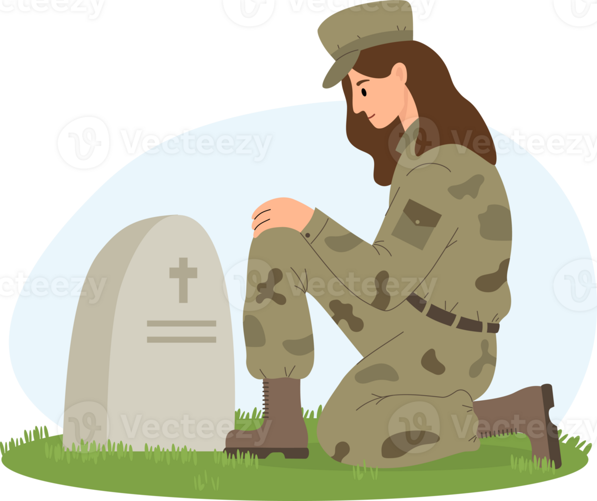 cimetière militaire soldat fille sur un le genou png