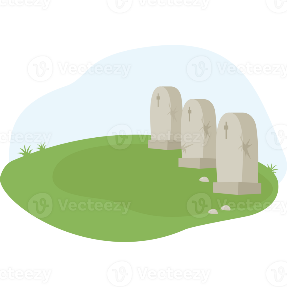 Cemetery. Stone graves in grass png