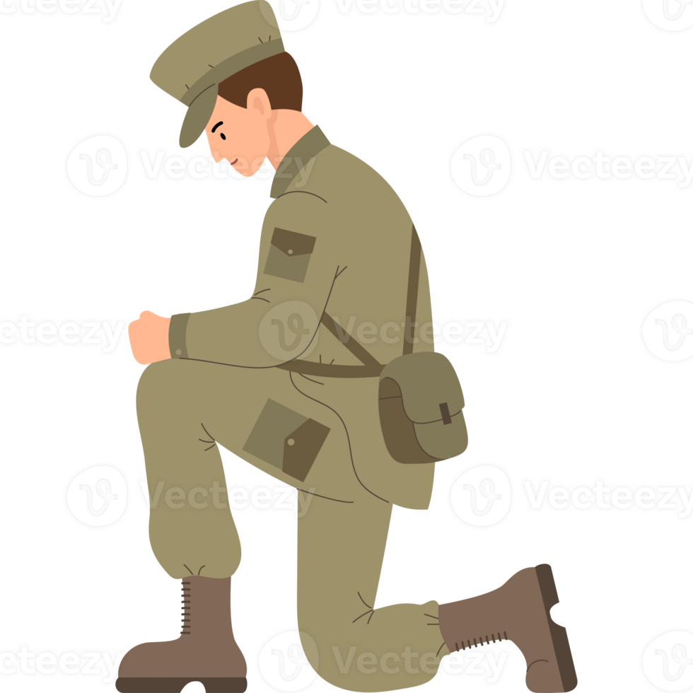 Military soldier man on one knee png