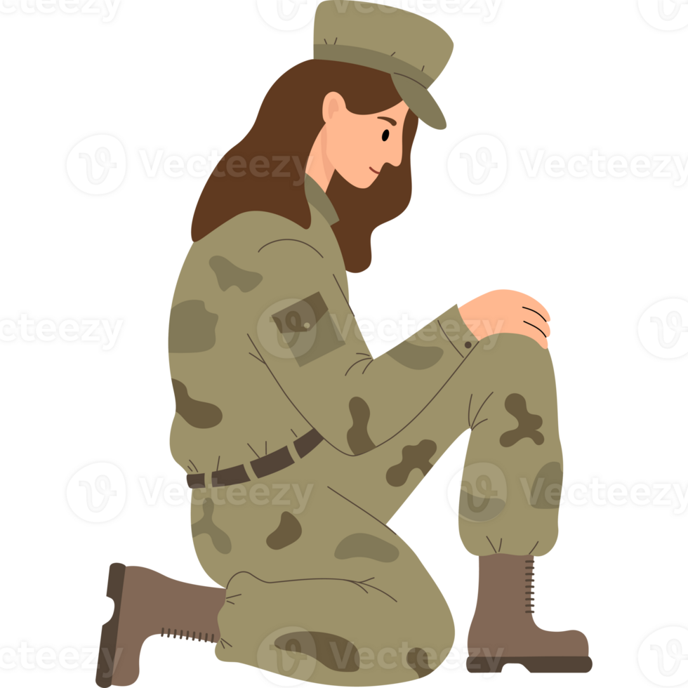 militaire soldat femme sur un le genou png