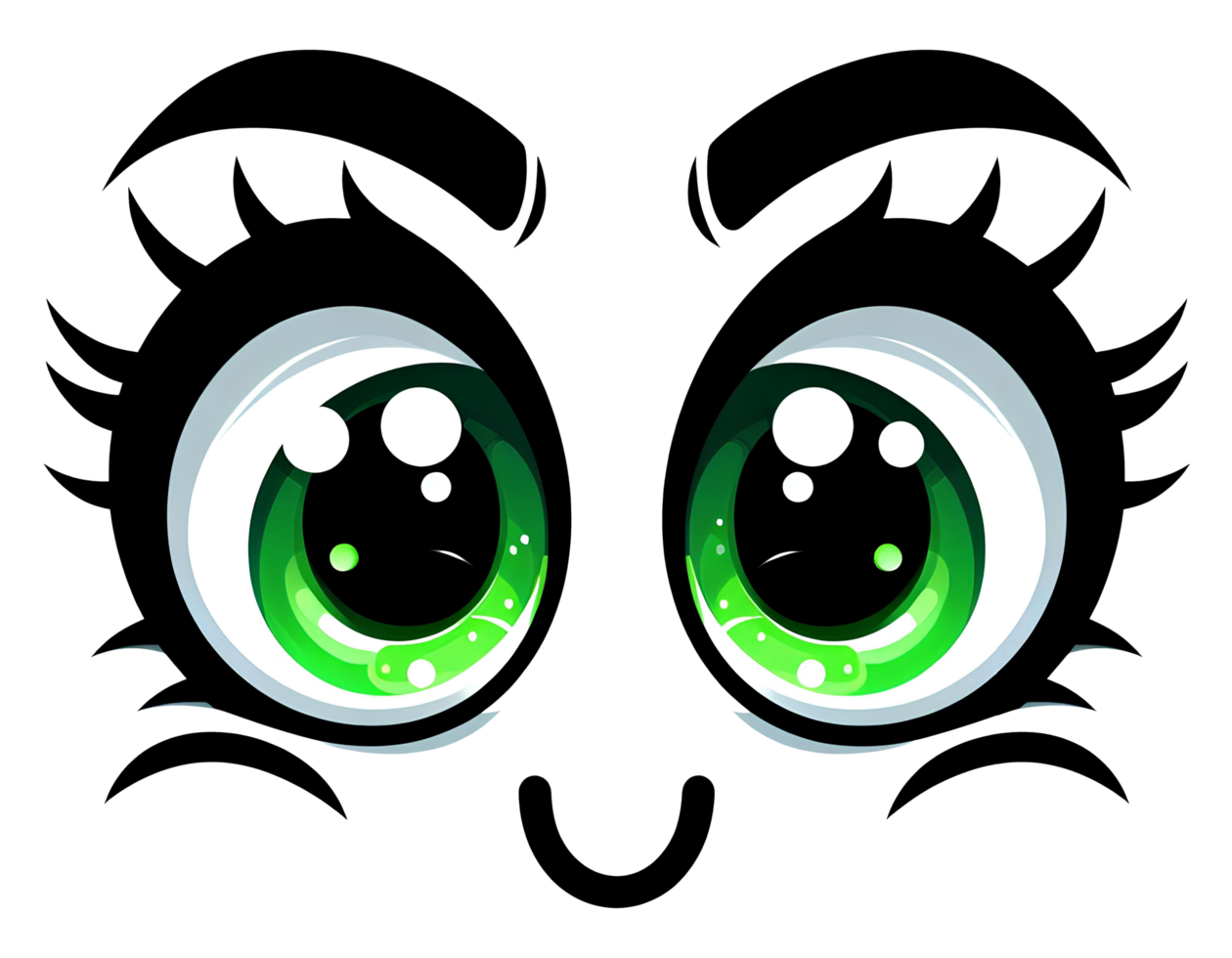 face cartoon with green eyes suitable for a t shirt design png