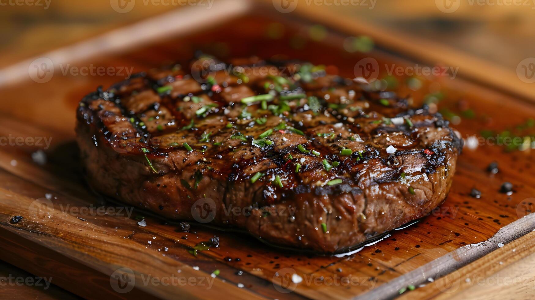 Steak on Cutting Board With Knife. Generative by AI photo
