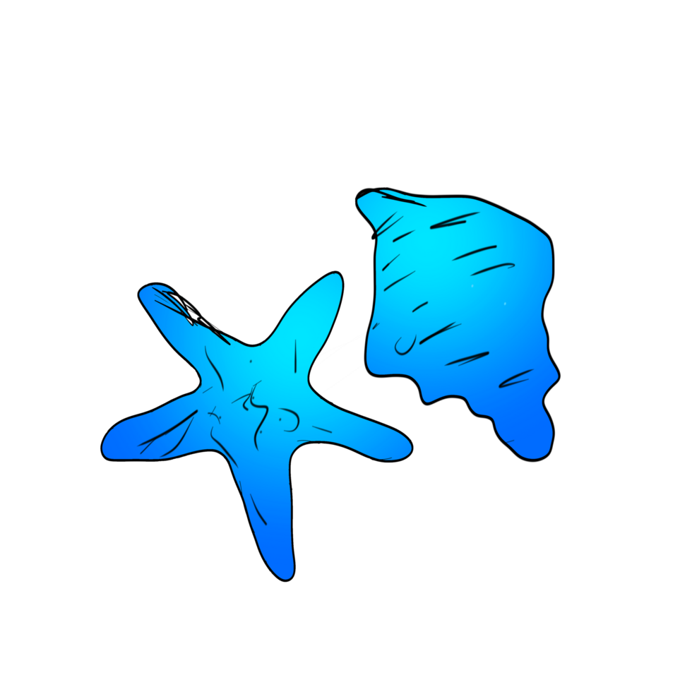 Navy Blue Sea Star And Seashell Illustration - Sea star Drawing - Seashell Clip Art png