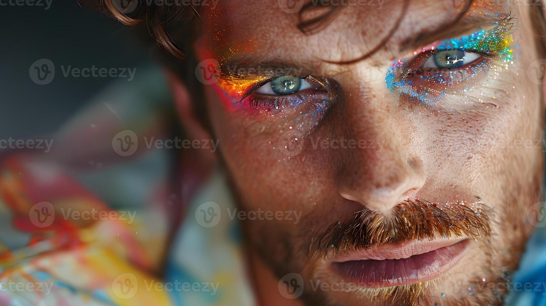 Colorful Makeup Close-Up Portrait. photo