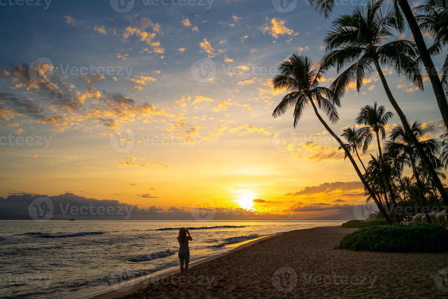 scenery of kaanapali beach at maui island in hawaii, united states photo