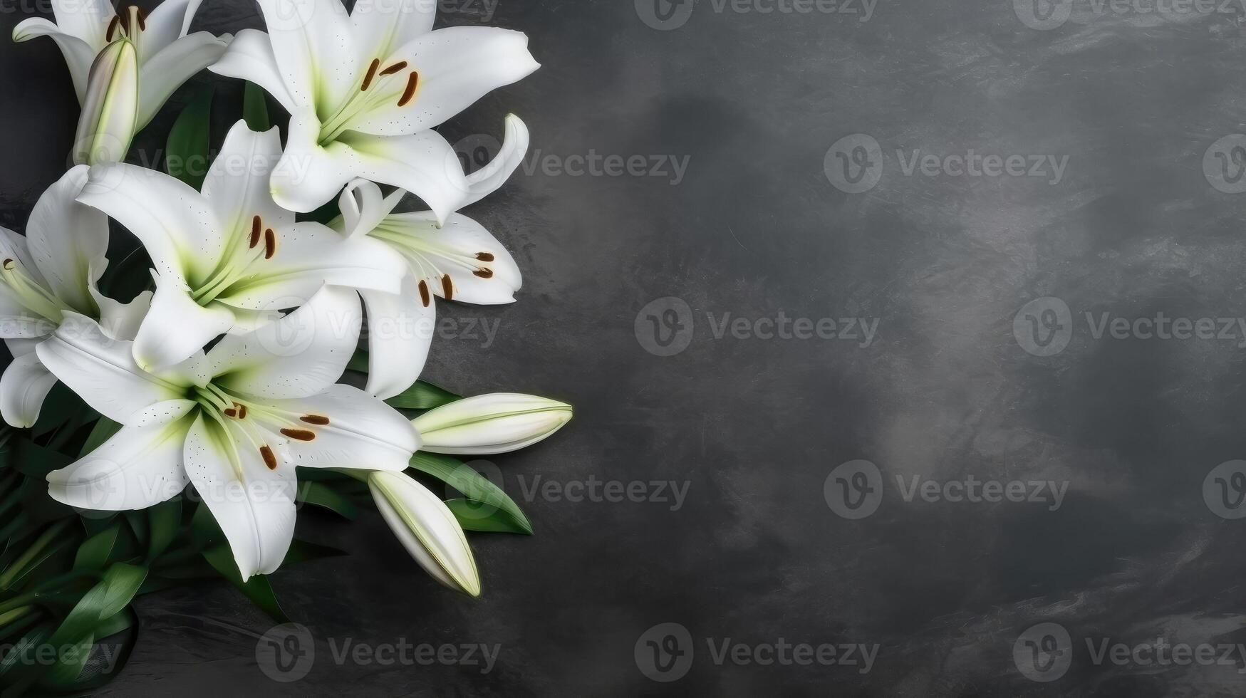Solemn Floral Tribute - White Lilies in Mourning Concept photo