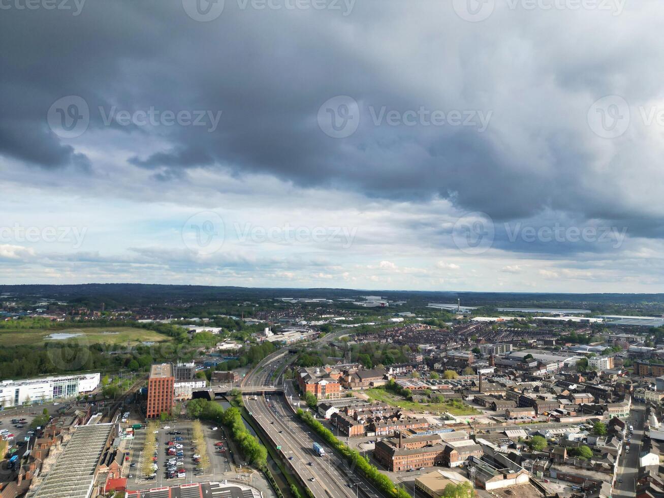 High Angle View of Stock-on-Trent City of England, Great Britain. May 4th, 2024 photo