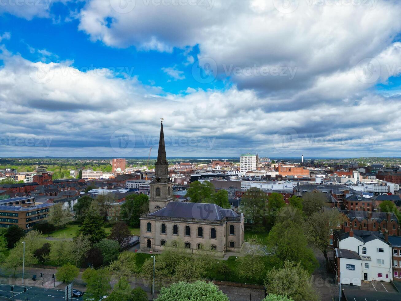 High Angle View of Wolverhampton City of metropolitan borough in the West Midlands, England, United Kingdom. May 4th, 2024 photo