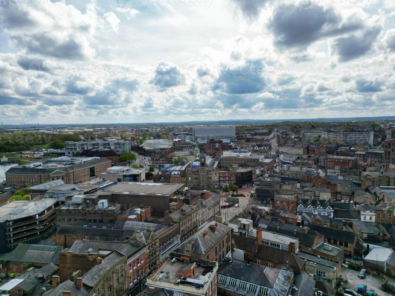 High Angle View of Historical Derby City Centre, England United Kingdom. April 26th, 2024 photo