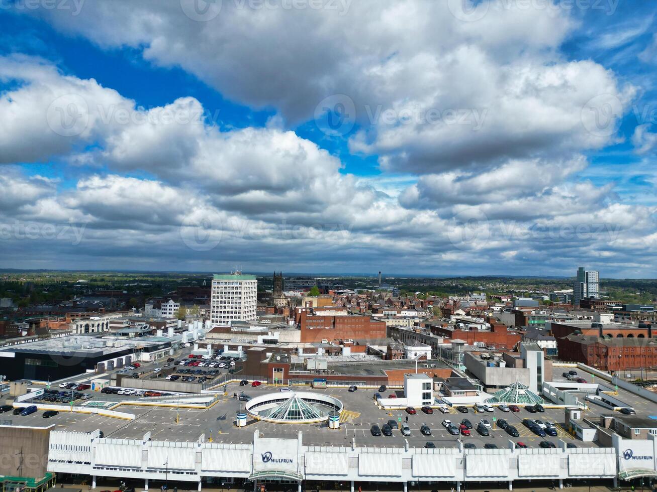 High Angle View of Wolverhampton City of metropolitan borough in the West Midlands, England, United Kingdom. May 4th, 2024 photo