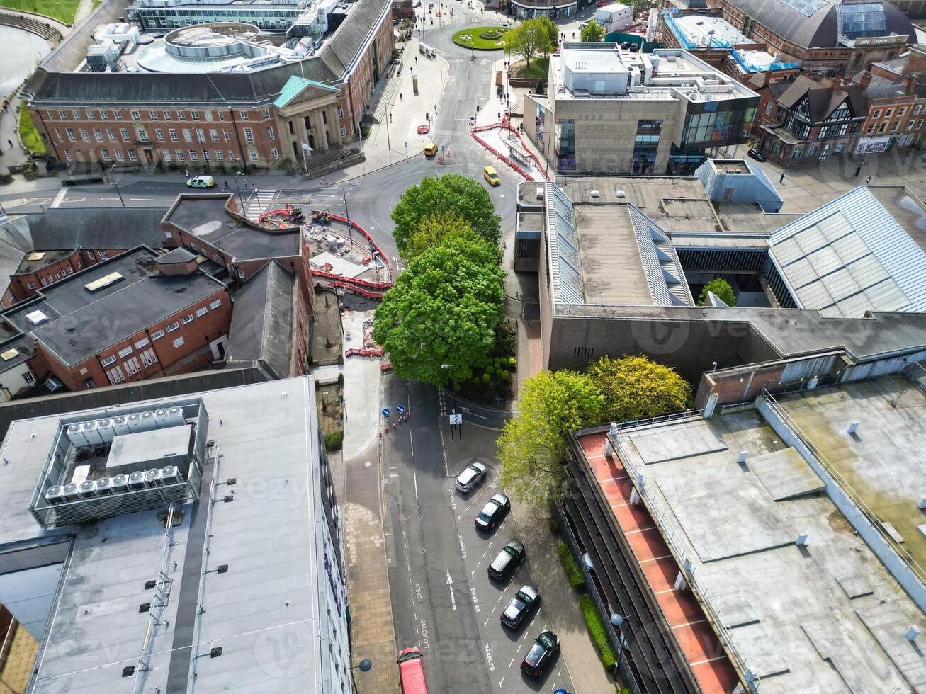 alto ángulo ver de histórico derby ciudad centro, Inglaterra unido Reino. abril 26, 2024 foto