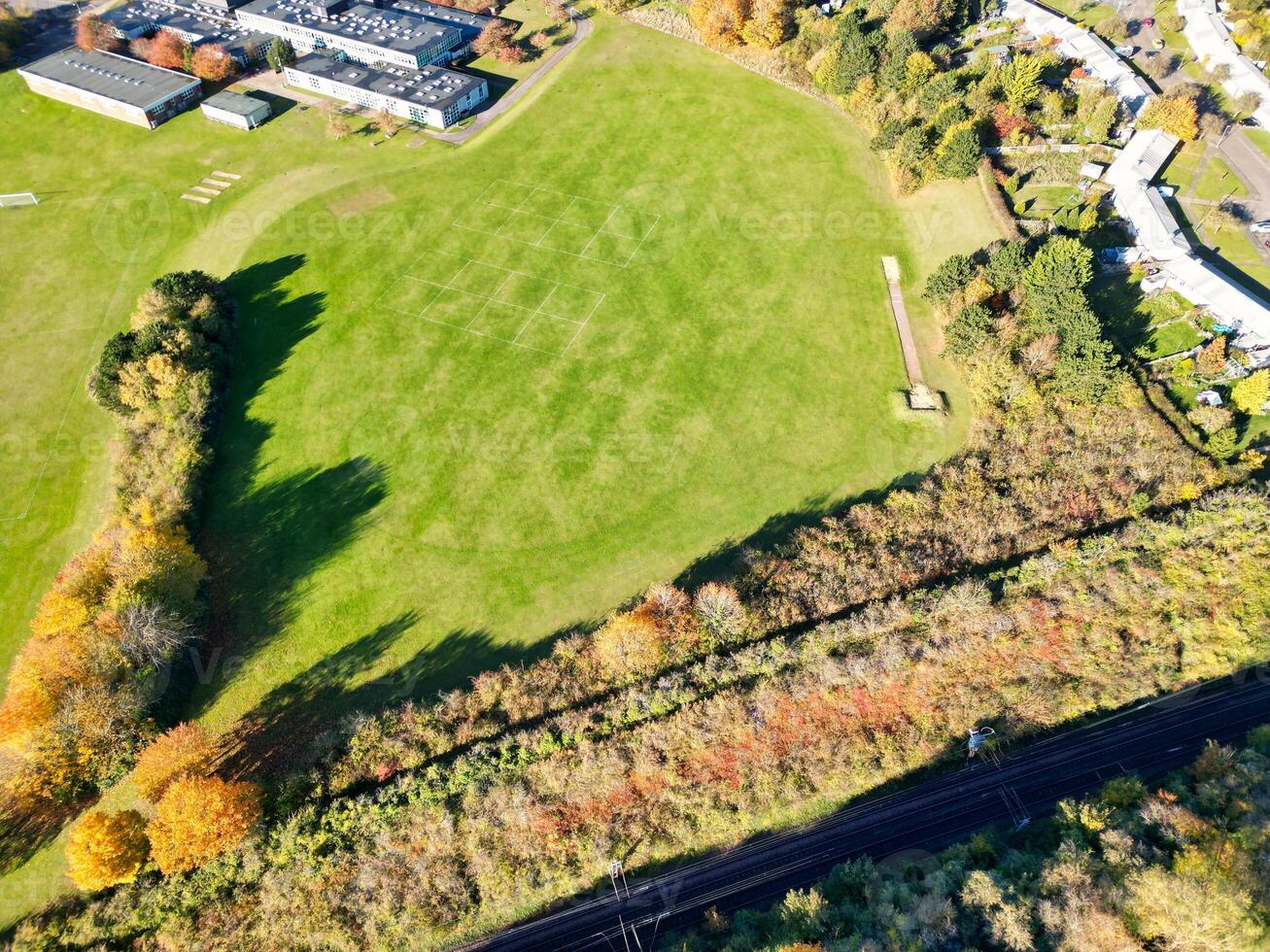 Aerial View of British Countryside Landscape of Letchworth City of England UK. November-11th-2023 photo