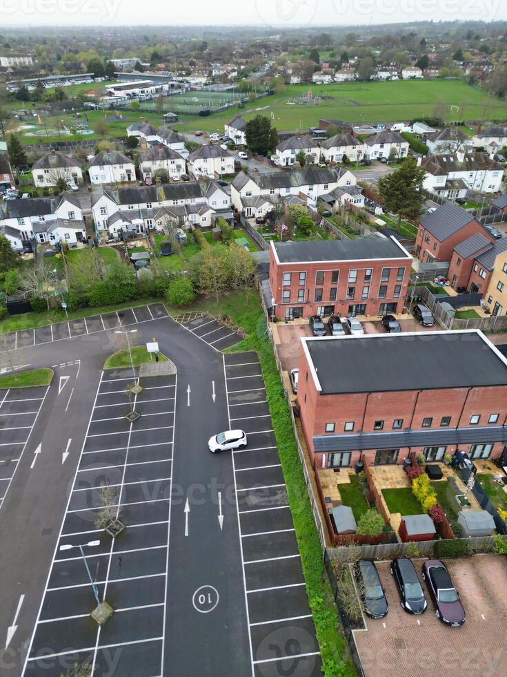 Aerial View of Central Borehamwood London City of England During Cloudy and Rainy Day, England UK. April 4th, 2024 photo