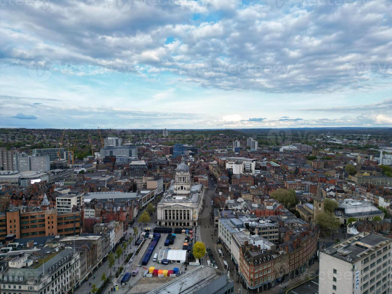 Aerial View of Central Nottingham City of England UK. April 26th, 2024 photo