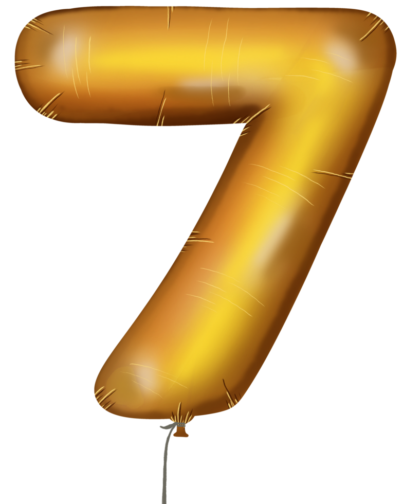 gold balloon with the number 0 to 9 on it png