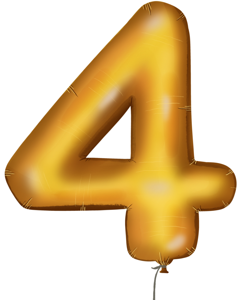 gold balloon with the number 0 to 9 on it png