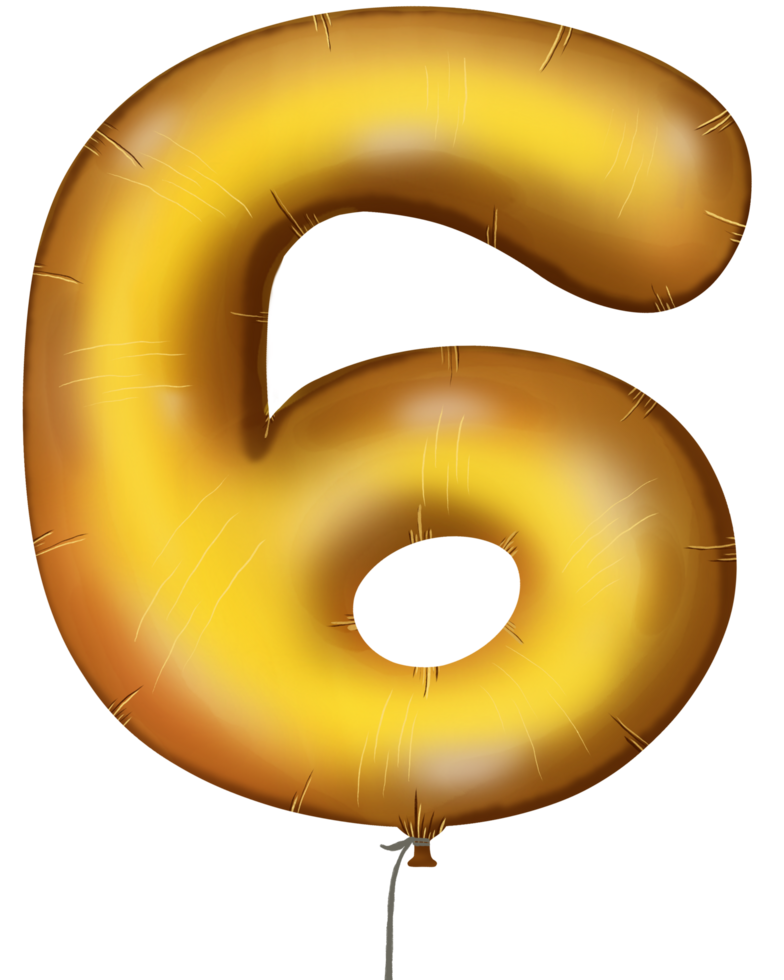 gold balloon with the number 0 to 9 on it png