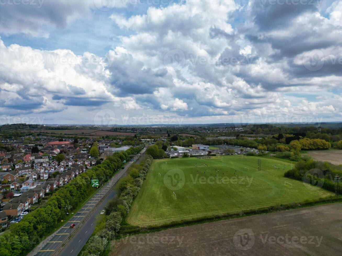 Aerial View of Stapleford Countryside Landscape of British Village Nottingham, England UK. April 26th 2024 photo