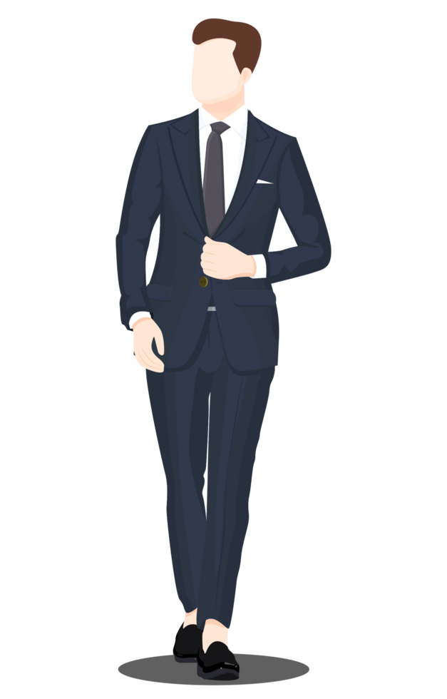 man in a suit and tie in a faceless cartoon png