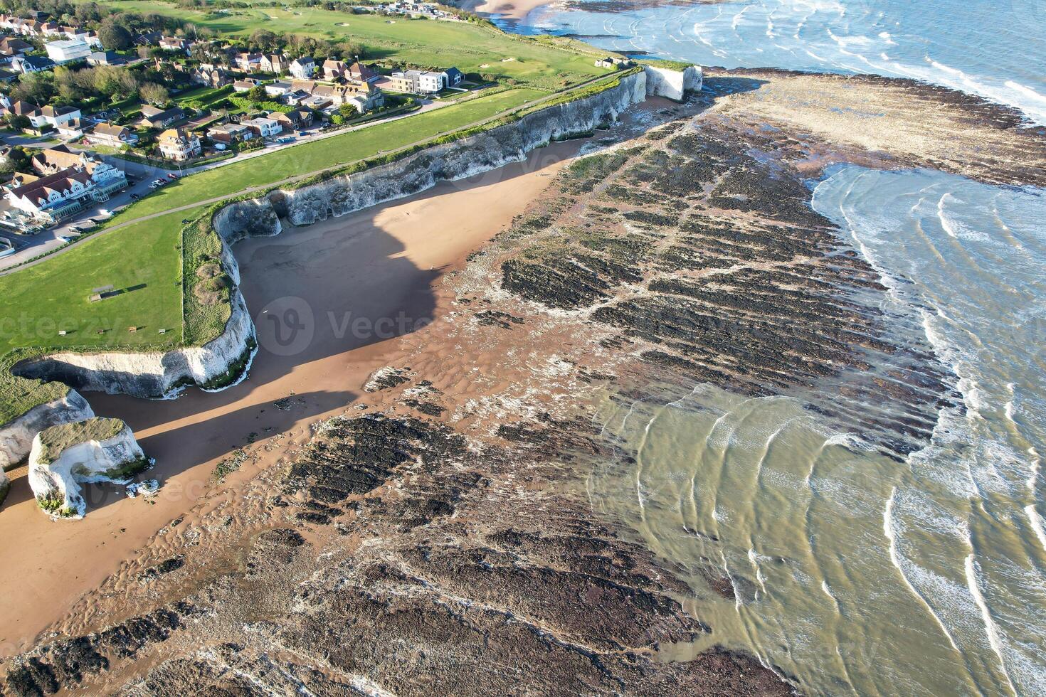 High Angle View of Botany Bay Beach and Sea View During Sunset at Broadstairs Kent, England UK. April 21st, 2024 photo